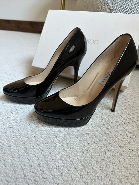Jimmy Choo Shoes - Jimmy Choo Cosmic Black Patent Leather Platform Stiletto Pumps
